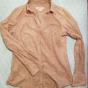 Michael Kors Gold Metallic Button Down Shirt